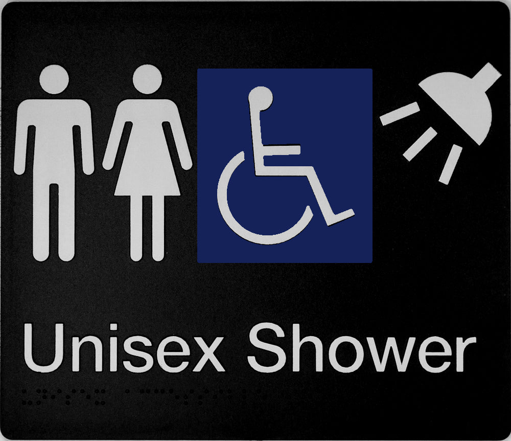 Unisex Accessible Shower Sign (Black) Unisex Accessible Shower Sign (Black)
