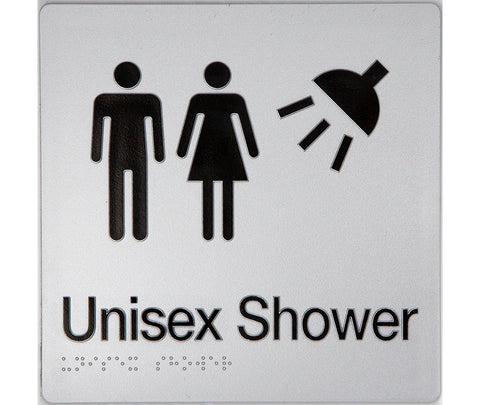 Unisex Toilet LH & Shower Sign (Blue/White)