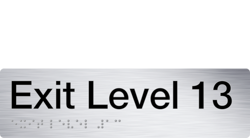 exit level 13 sign in stainless steel