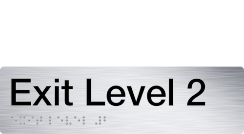 exit level 2 sign in stainless steel
