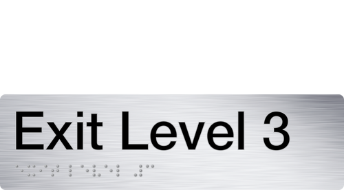 exit level 3 sign in stainless steel