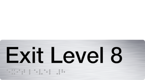 Braille Exit Sign - Level 8 (Silver/Black)