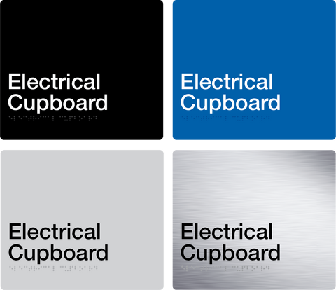 Electrical / Communications Braille Signs <p>(black, blue, silver, stainless steel)