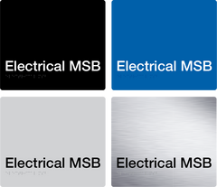electrical msb sign in black, blue, grey and stainless steel