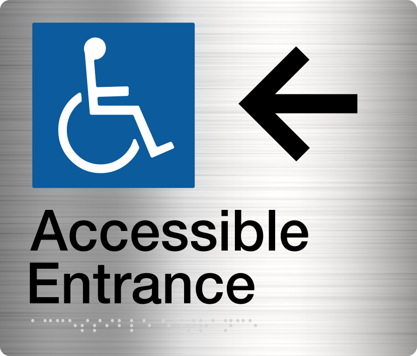 Accessible Entrance Sign (Stainless Steel) Left Arrow Accessible Entrance Sign (Stainless Steel) Left Arrow