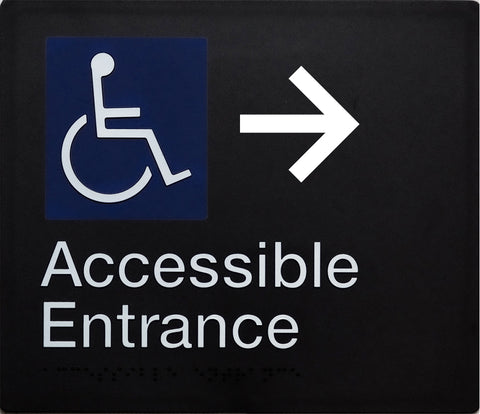 Accessible Entrance Sign (Silver) Left Arrow