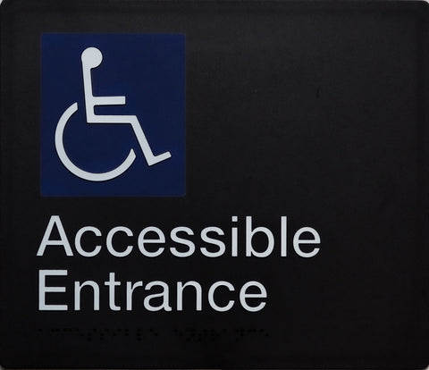 Accessible Entrance Sign (Stainless Steel) Left Arrow