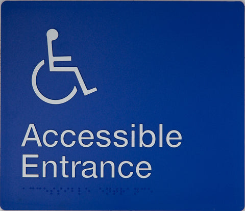 Accessible Entrance Sign (Silver) Right Arrow