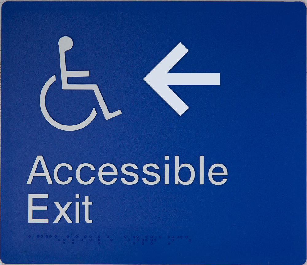 Accessible Exit Sign (Blue) Left Arrow Accessible Exit Sign (Blue) Left Arrow