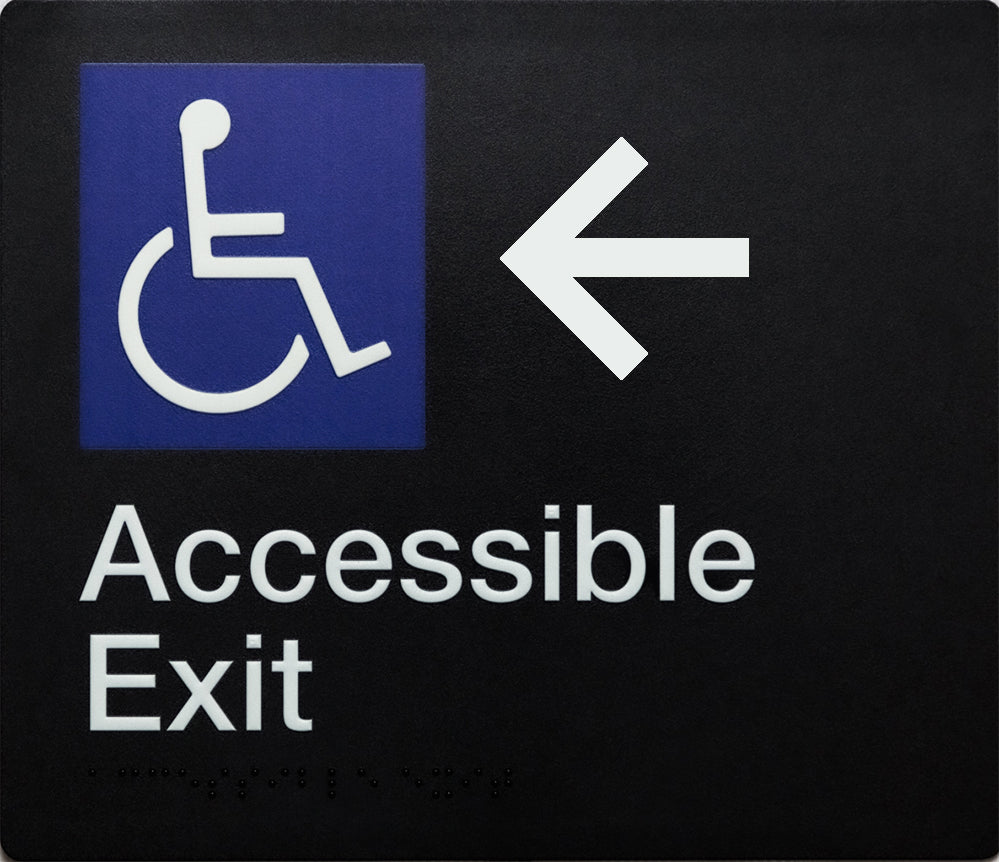 Accessible Exit Sign (Black) Left Arrow Accessible Exit Sign (Black) Left Arrow