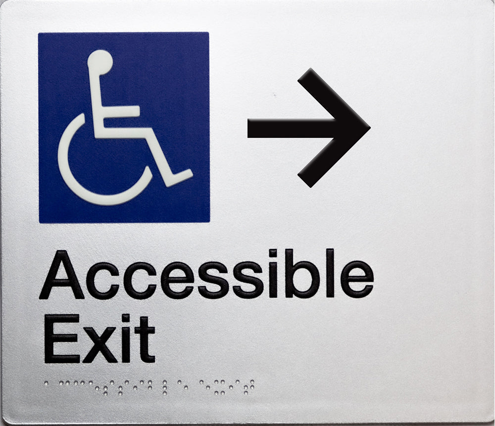 Accessible Exit Sign (Silver) Right Arrow Accessible Exit Sign (Silver) Right Arrow