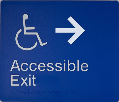 Accessible Entrance Sign (Blue) Right Arrow