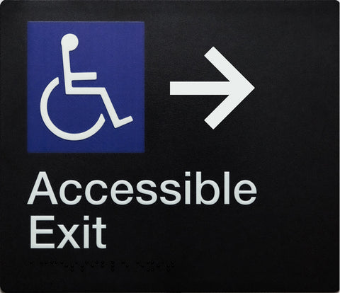 Accessible Exit Sign - Right Arrow (Stainless Steel)