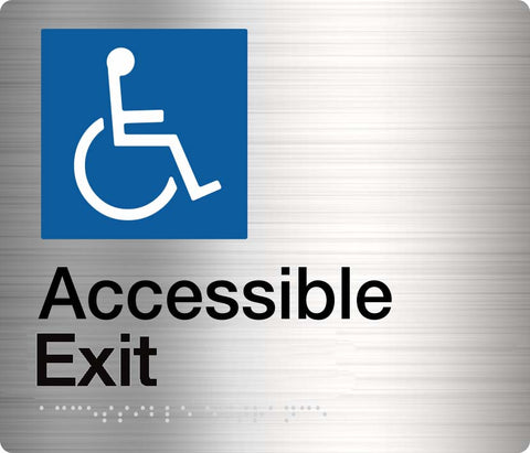 Accessible Exit Sign (Blue) Left Arrow