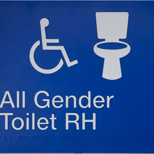 All Gender Toilet RH Sign (Blue) - IMG 1