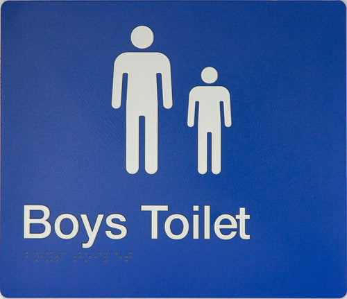 boys toilet sign blue