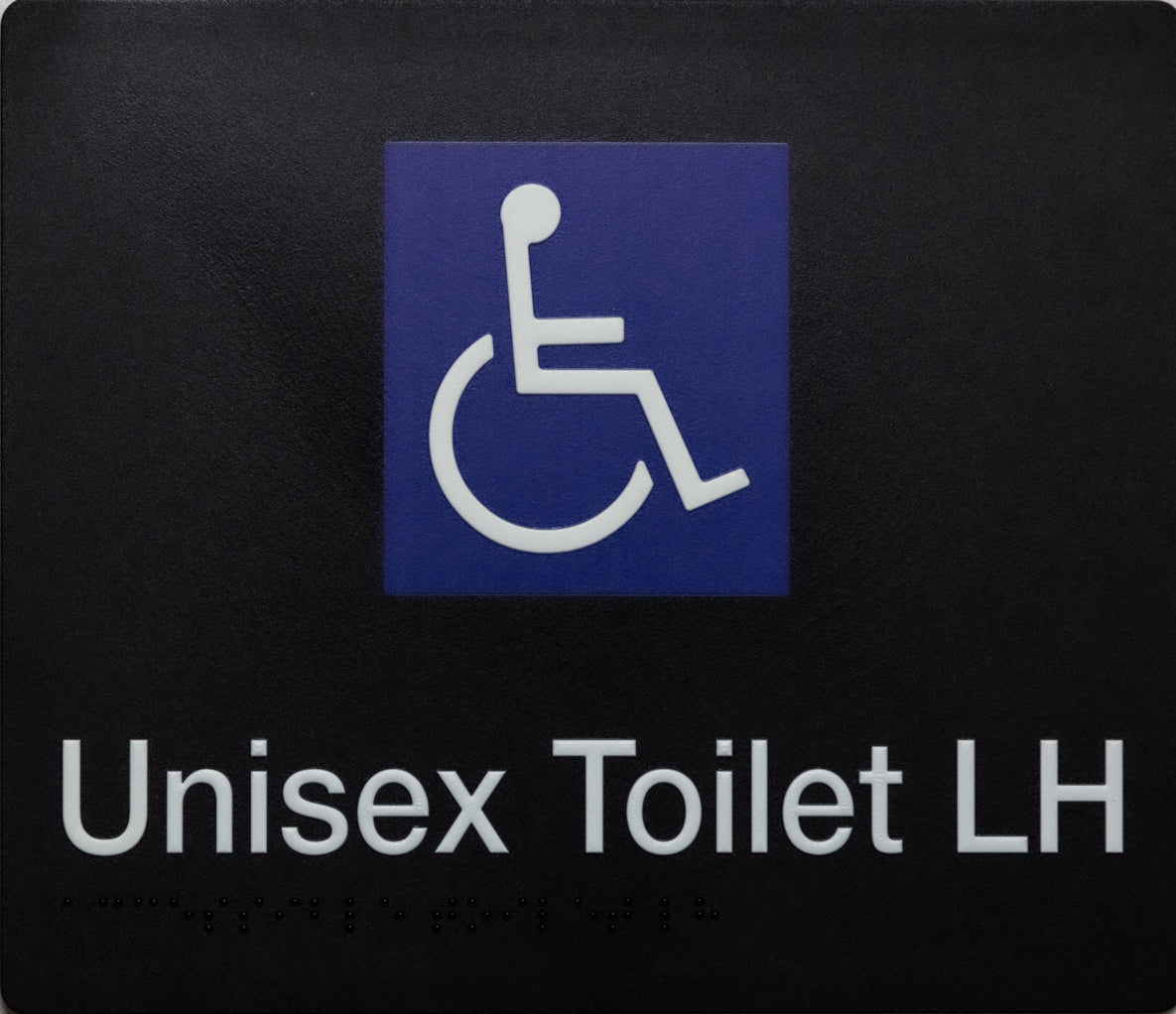 Unisex Toilet LH White on Black Unisex Toilet LH White on Black