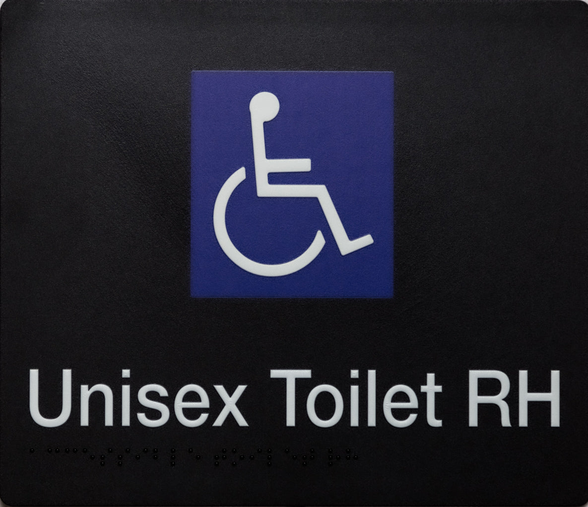 Unisex Toilet RH White on Black Unisex Toilet RH White on Black