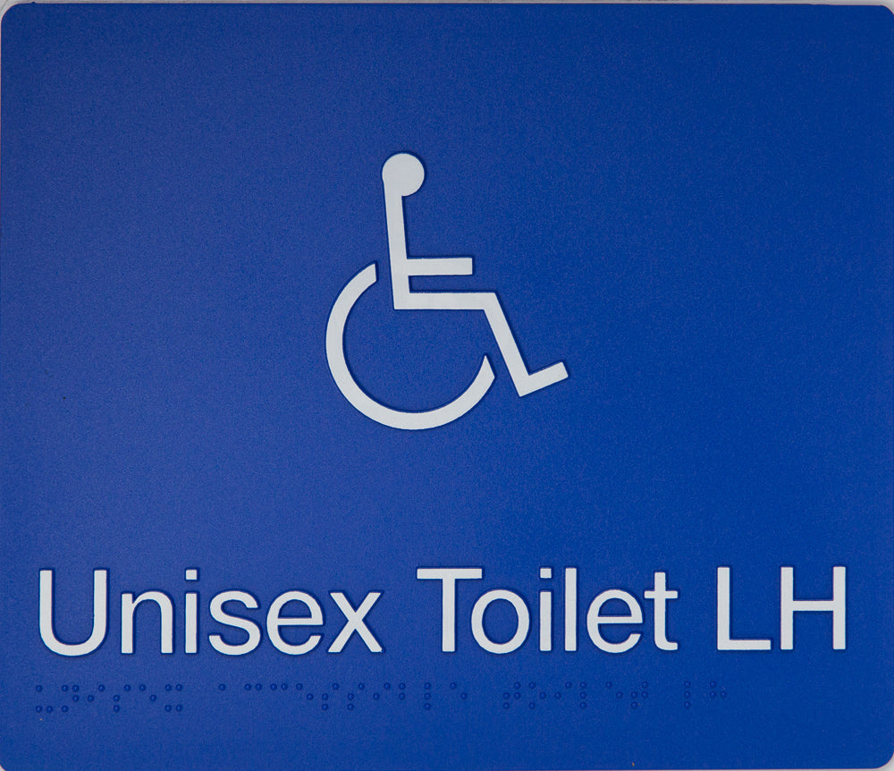 Unisex Toilet LH Sign (Blue) Wheelchair Icon Unisex Toilet LH Sign (Blue) Wheelchair Icon