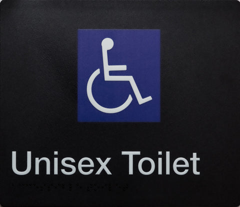 Unisex Accessible Toilet Sign (Silver/Black)