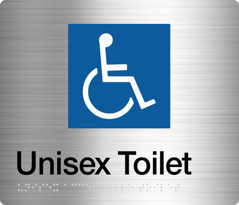 Unisex Toilet RH Sign (Silver) Wheelchair Icon