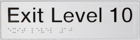 Braille Exit Sign - Level 9 (Silver/Black)