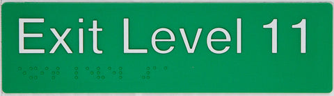 Braille Exit Sign - Level 5 (Green/White)