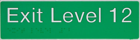 Braille Exit Sign - Basement 3 (Green/White)