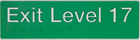Braille Exit Sign - Exit Basement 4 (Green/White)