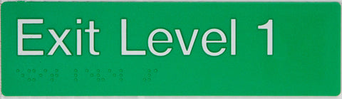 Braille Exit Sign - Level 14 (Green/White)