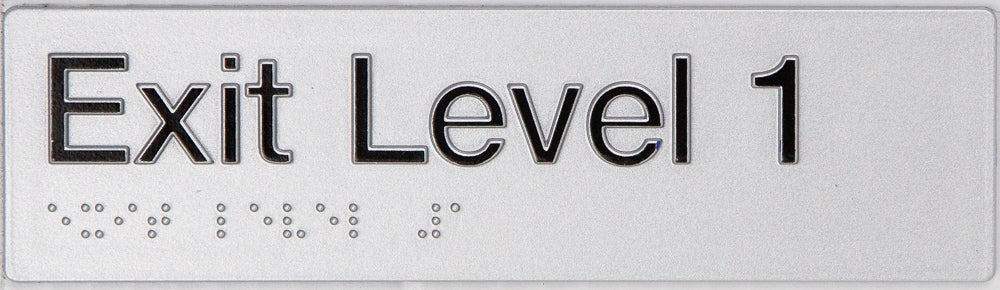 Braille Exit Sign - Level 1 (Silver/Black) Braille Exit Sign - Level 1 (Silver/Black)