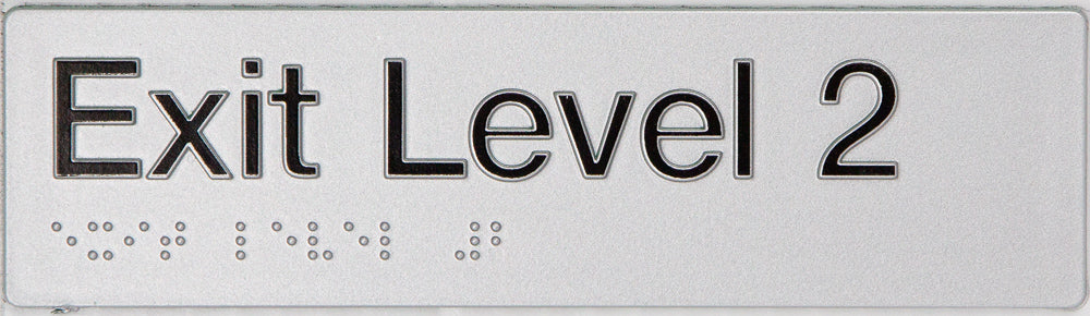 Braille Exit Sign - Level 2 (Silver/Black) Braille Exit Sign - Level 2 (Silver/Black)