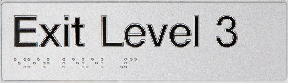 Braille Exit Sign - Level 3 (Black/Silver) Braille Exit Sign - Level 3 (Black/Silver)
