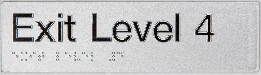Braille Exit Sign - Level 4 (Silver/Black) Braille Exit Sign - Level 4 (Silver/Black)