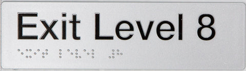 Braille Exit Sign - Level 6 (Silver/Black)
