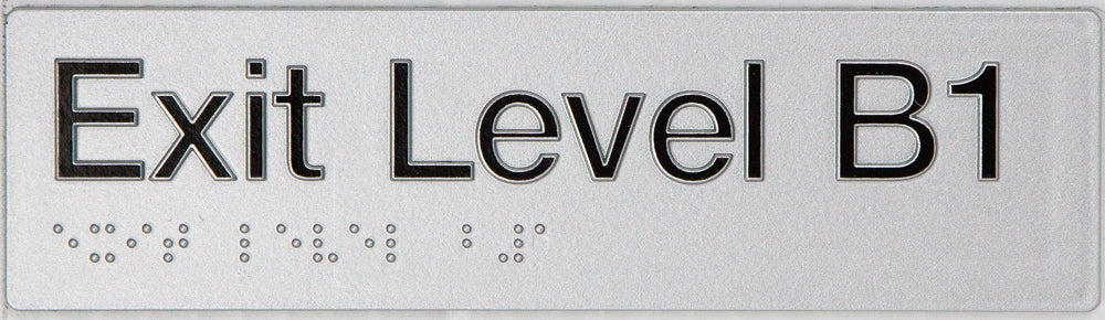 Braille Exit Sign - Basement 1 (Silver/Black) Braille Exit Sign - Basement 1 (Silver/Black)