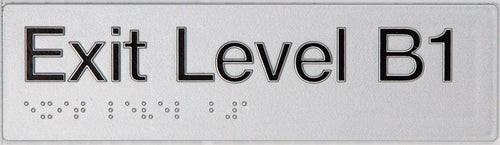 Braille Exit Sign - Basement 1 Silver