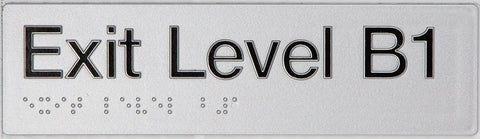 Braille Exit Sign - Level 1 (Silver/Black)