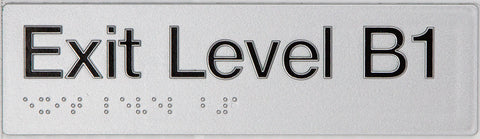 Braille Exit Sign - Ground Level (Silver/Black)