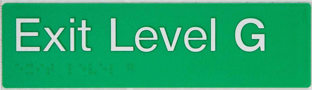 Braille Exit Sign - Ground Level (Green/White) Braille Exit Sign - Ground Level (Green/White)
