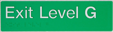 Braille Exit Sign - Lower Ground (Green/White)