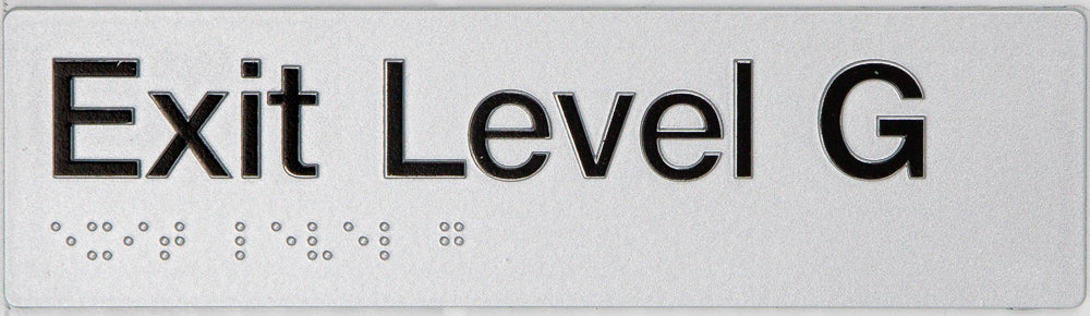 Braille Exit Sign - Ground Level (Silver/Black) Braille Exit Sign - Ground Level (Silver/Black)