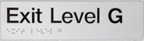 Braille Exit Sign - Level 1 (Silver/Black)