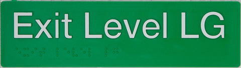Braille Exit Sign - Level 10 (Green/White)