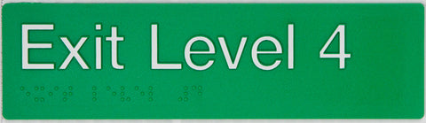 Braille Exit Sign - Level 8 (Green/White)