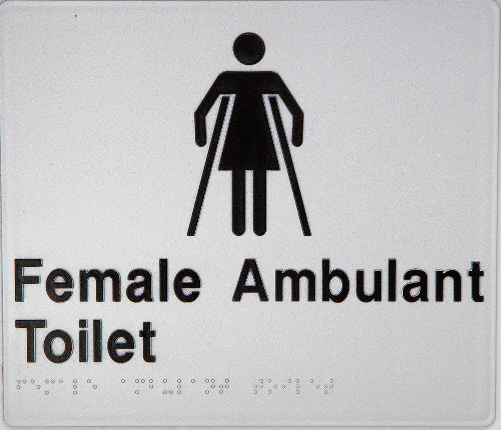 Female Ambulant Toilet Sign (Silver/Black) Female Ambulant Toilet Sign (Silver/Black)