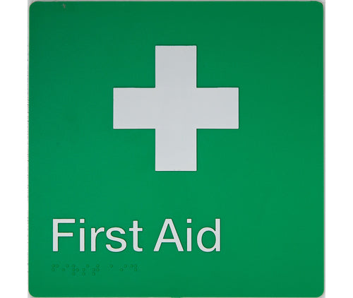 first aid sign - tim the sign man - braille signage australia