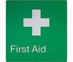 first aid sign - tim the sign man - braille signage australia