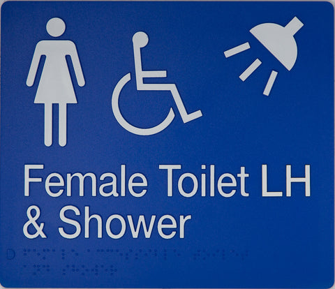 Unisex Toilet LH & Shower Sign (Silver/Black)