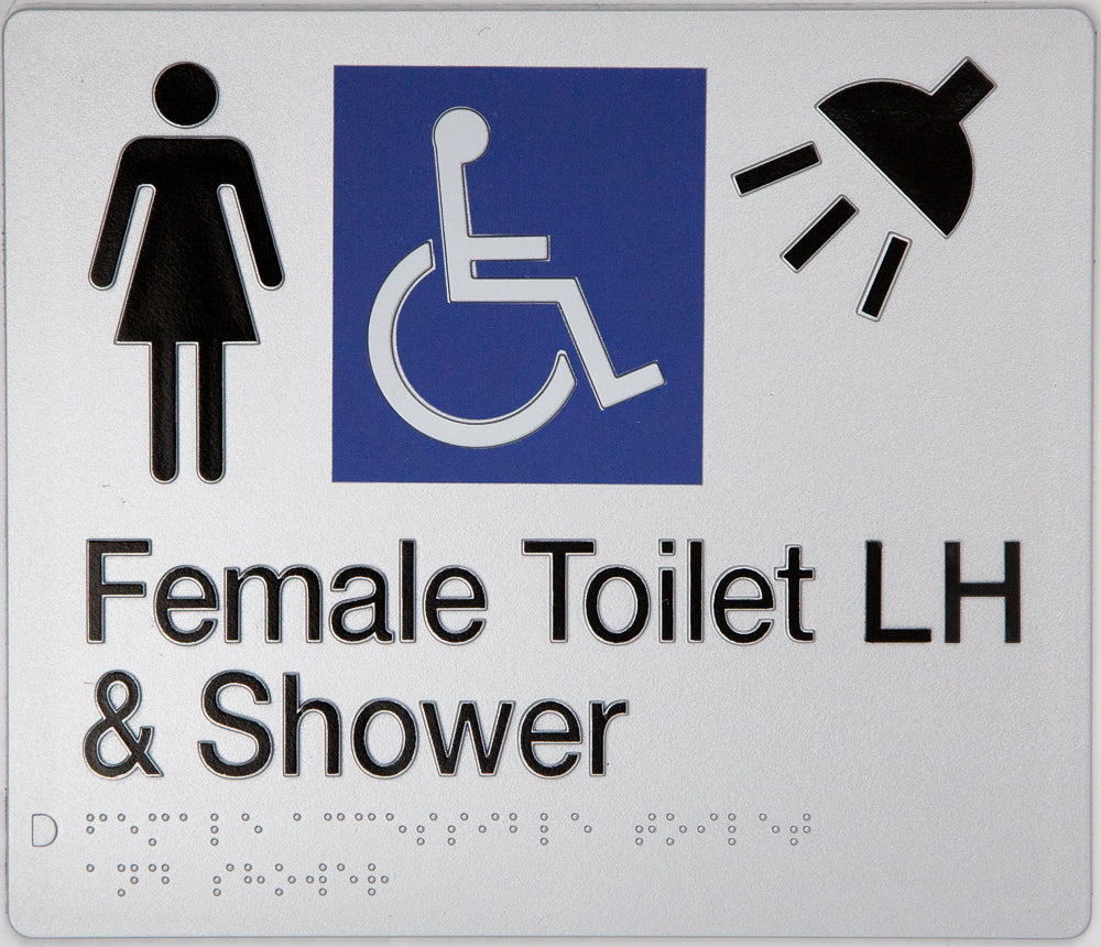 Female Toilet LH & Shower Sign (Silver) Female Toilet LH & Shower Sign (Silver)